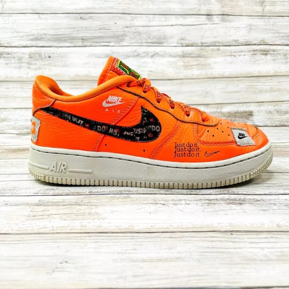 Nike Other - Nike Air Force 1 Low Top Shoes "JUST DO IT " Orange Sneakers Size 5Y Women 6.5
